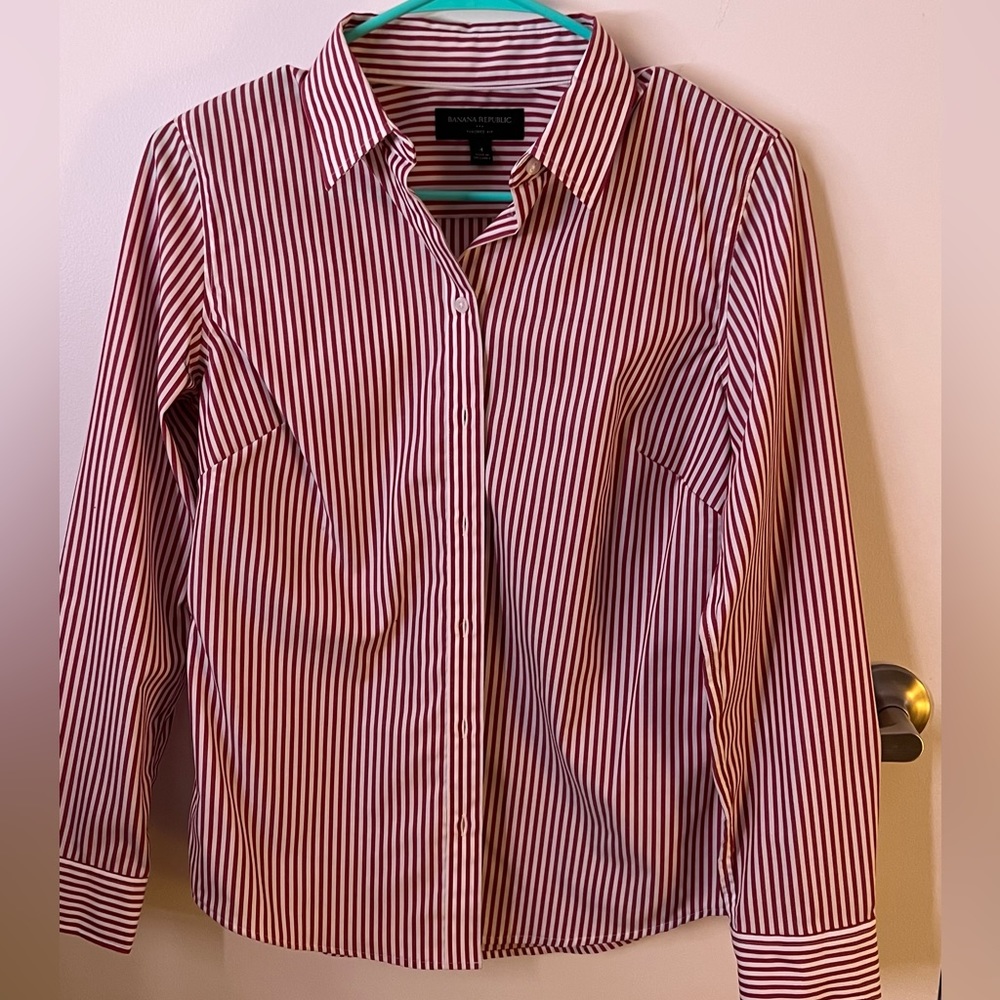 Banana Republic Striped Button Down Shirt. Size 4